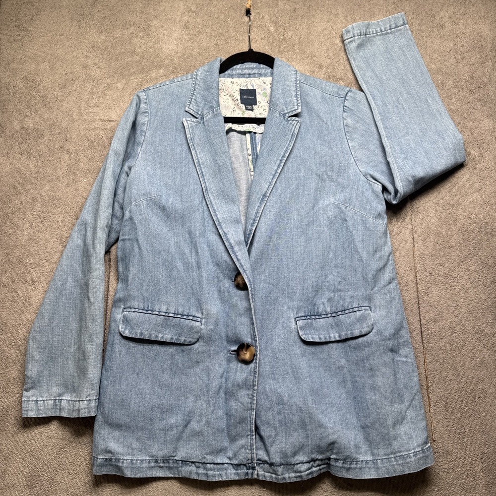 J Jill Denim Chambray Blazer Women's XS Petite Casual Lightweight Jacket